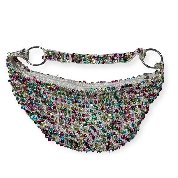 Vintage Handbags - Y2K Sequin Multicolor Crochet Handbag Purse